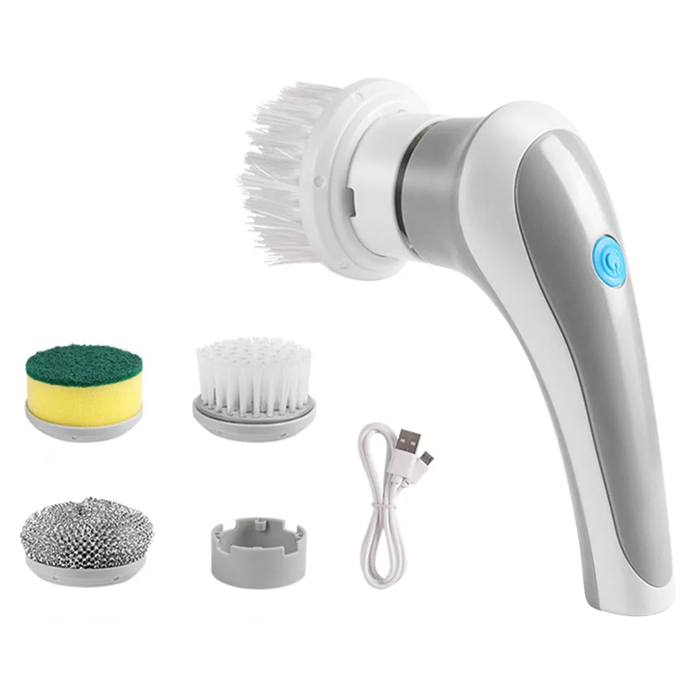 Handheld Scrubber Brush Multifunctional Electric Brush Cleaner 360 Degree Rotation 3 Replaceable Brush Heads Kichen Accessories