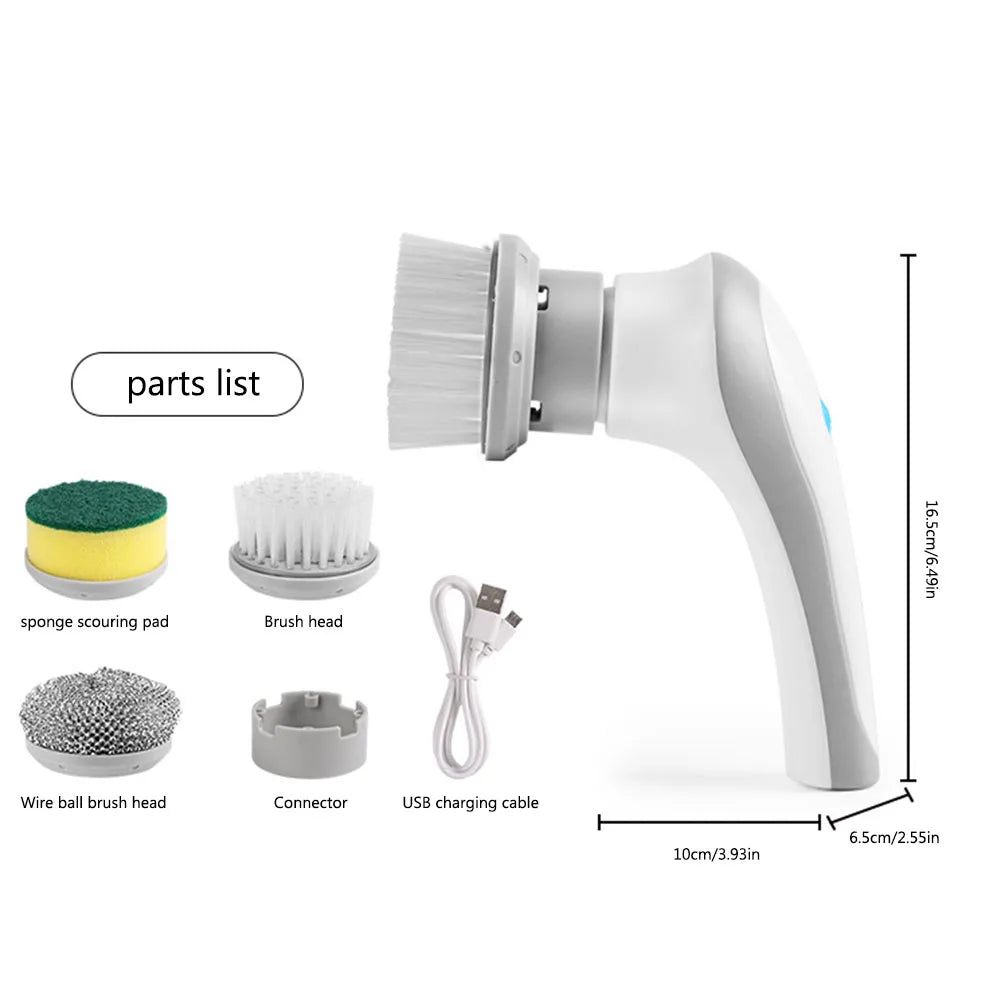 Handheld Scrubber Brush Multifunctional Electric Brush Cleaner 360 Degree Rotation 3 Replaceable Brush Heads Kichen Accessories